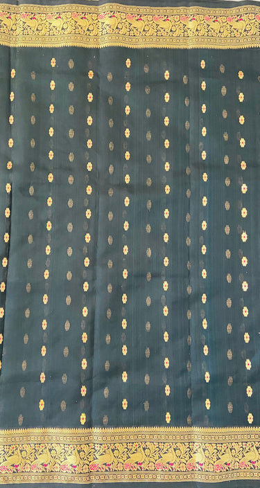 Chanderi Silk saree | Black | Handwoven | Silk Mark | Ships from California